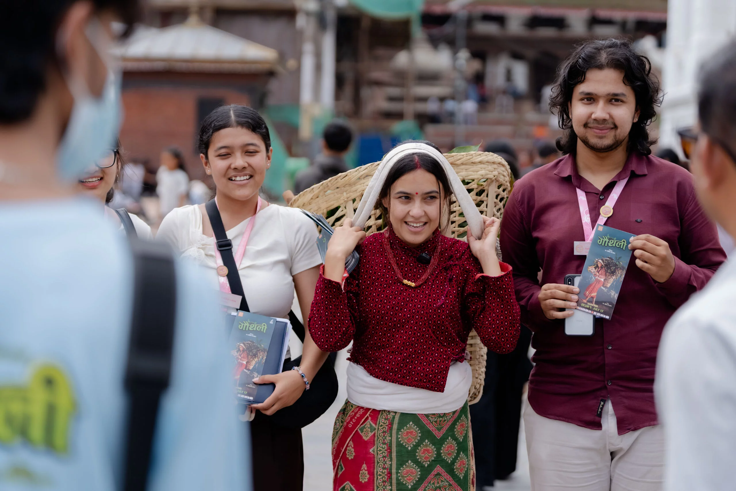 "Gauthali" Actress Simran Khadka Walks Kathmandu Streets Carrying a Doko to Promote the Film