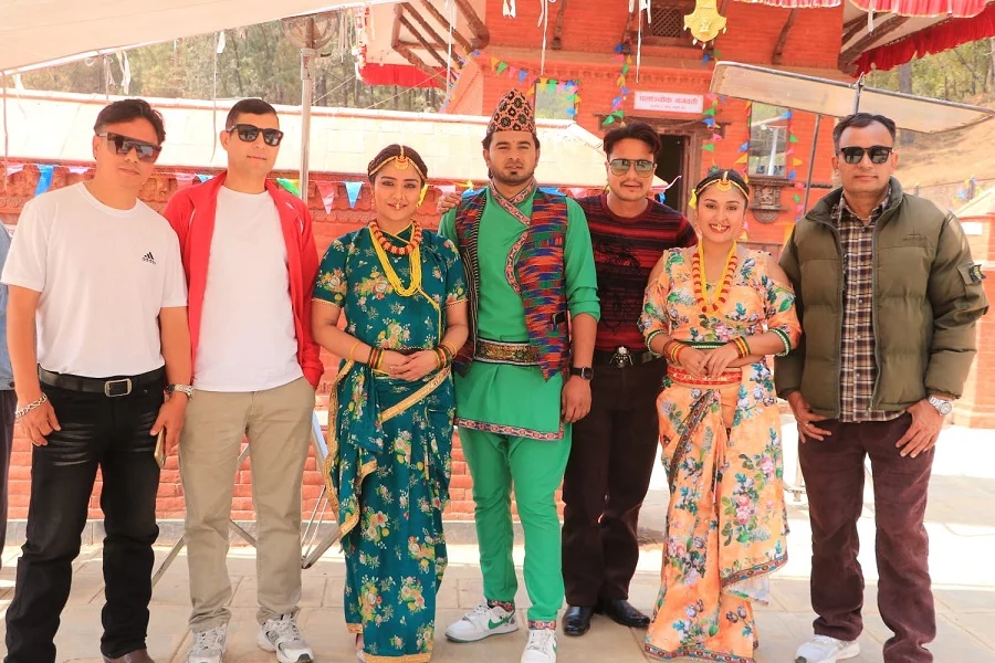 Song "Jhamke Phuli" from Upcoming Comedy Film "Hami Teen Bhai" Being Shot in Gundu, Bhaktapur